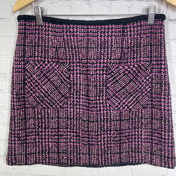 Nanette Lepore Micro Mini Skirt Women Size 4 Tweed Pockets Academia VTG Y2K - Picture 1 of 10